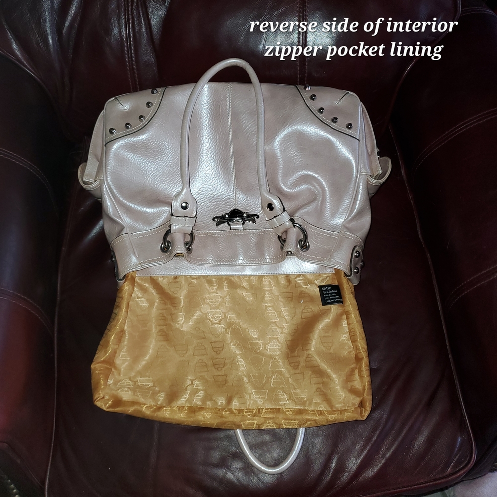 Women’s Metallic Light Pink Tote Bag - Elegant Everyday Handbag - Picture 13 of 16